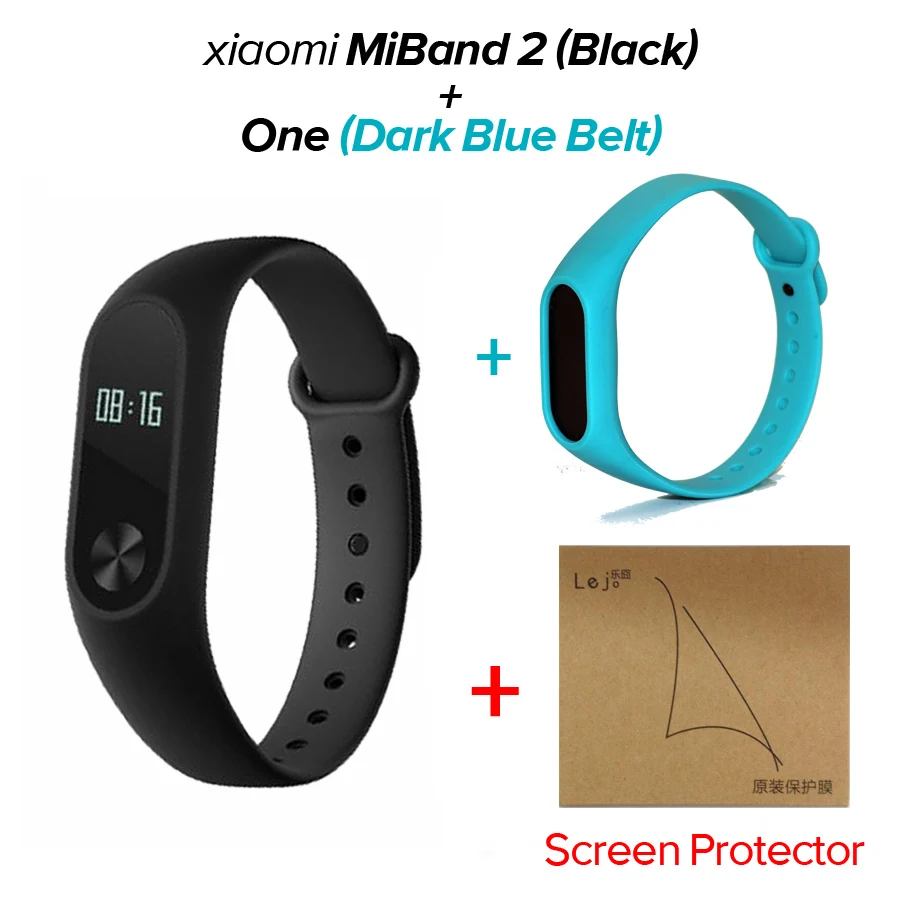 Xiaomi mi Band 2 mi band 2 фитнес-трекер монитор сердечного ритма OLED дисплей тачпад Bluetooth 4,0 для Android IOS - Цвет: Lake blue with Film