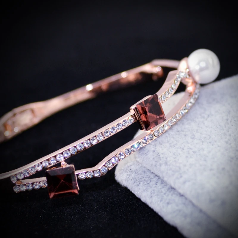 W080 жемчужный кристалл женский браслет золотого и серебряного цвета ювелирное