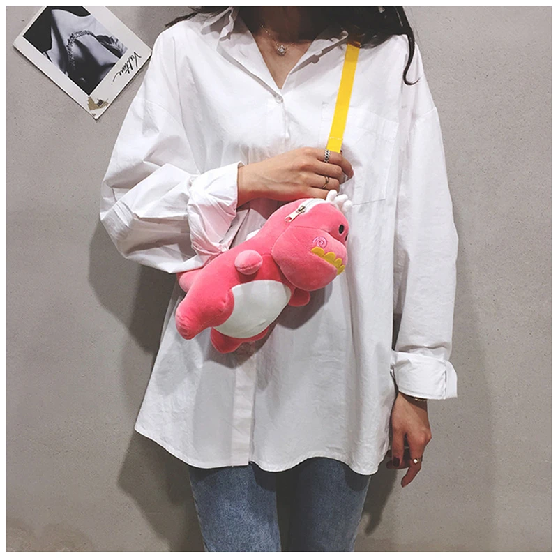 

Women Cute Plush Dinosaur Shoulder Bag Lolita Casual Stuffed Doll Gift
