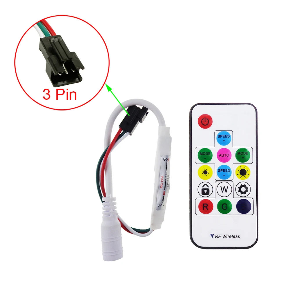 Беспроводной контроллер CHINCOLOR SP103E RF 5 12 В 14 клавиш белый цвет для светодиодных