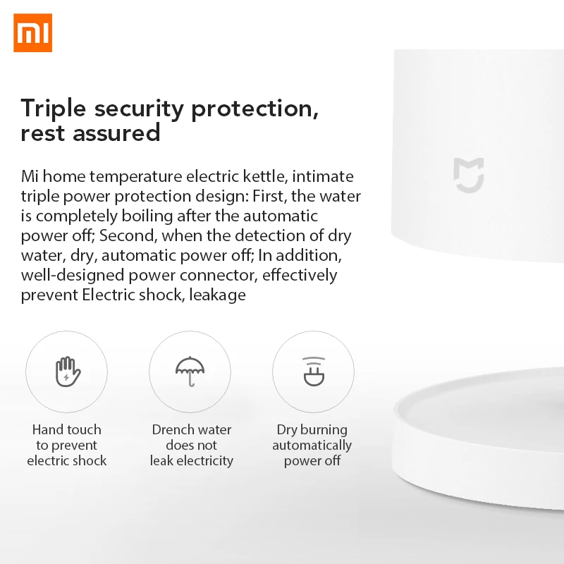 Xiaomi Mi, электрический чайник 304 л, емкость воды, постоянный контроль температуры, внутренняя бутылка из нержавеющей стали