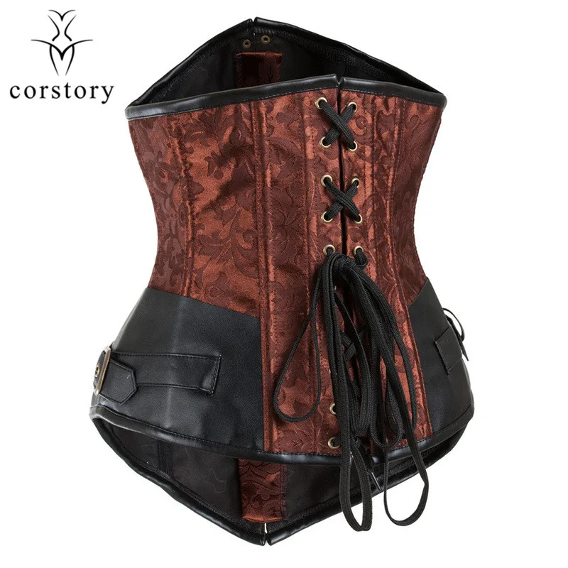 

Corzzet Sexy Women Waist Control Steampunk Corset Underbust Bustiers Close Corset Top Retro Style Corselet Steel Buckle Corsets