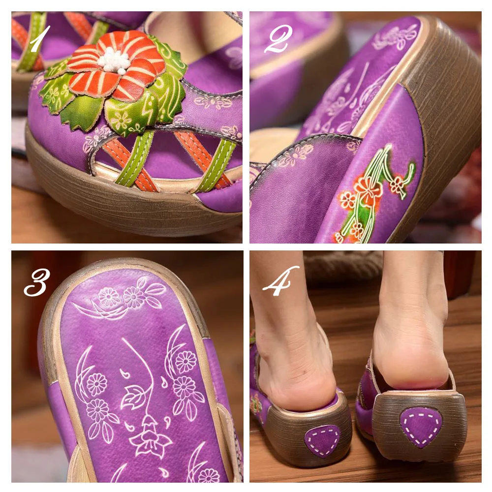 Whensinger 2016 Лето 5 СМ Каблуки Сандалии Женщин Цветок Украшения Вырезы Дизайн