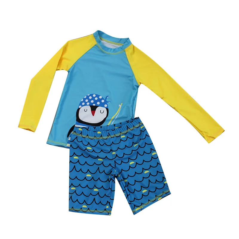Rashguard/комплект из двух предметов для мальчиков, UPF50, с длинным рукавом для плавания, костюм для мальчиков, купальный костюм, детская защита от ультрафиолета, детский купальник - Цвет: 8277