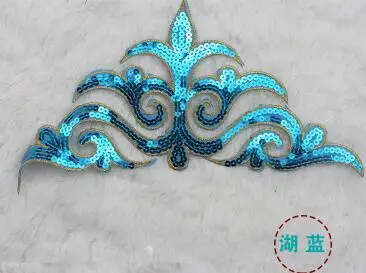 lake blue 2 шт золотые блестки аппликация Одежда Вышивка патч ткань наклейка Железо на патч ремесло швейный ремонт вышитый 29X13 см BD0539 - Цвет: lake blue