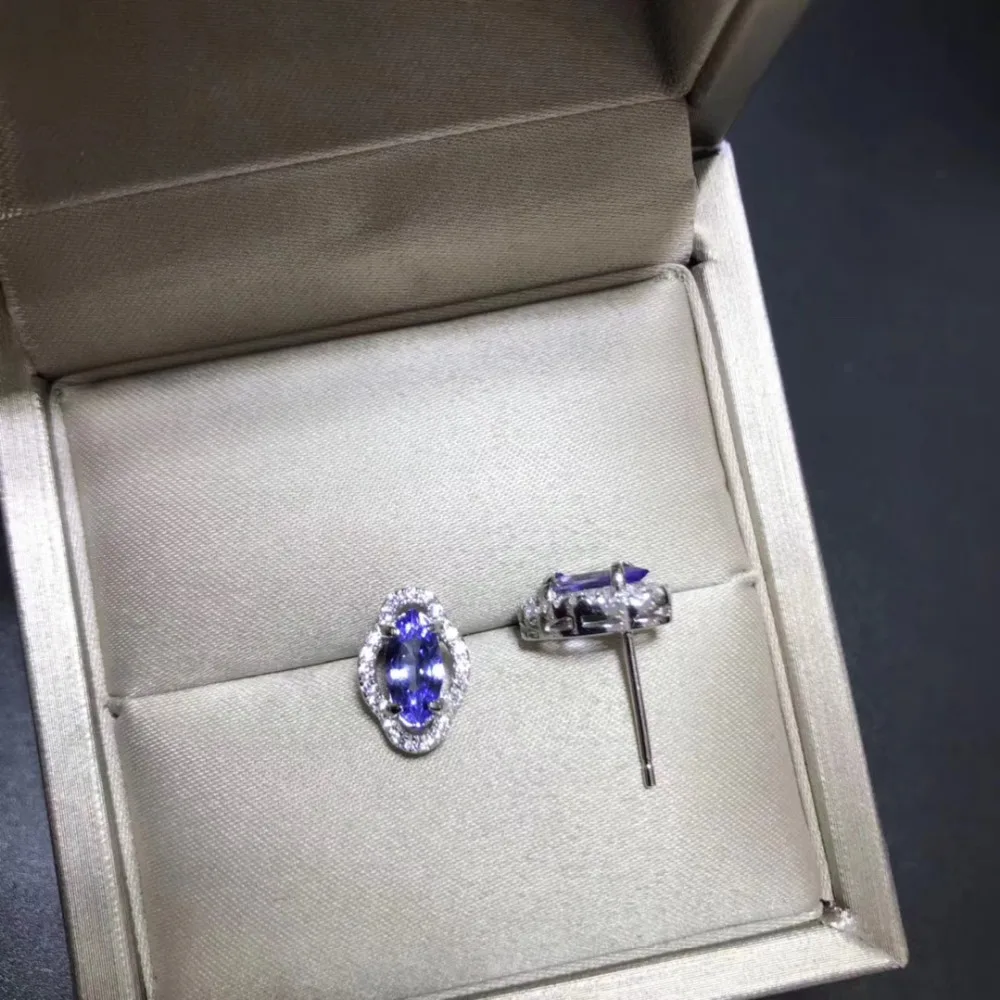 Женские серьги из серебра 925 пробы с танзанитами|tanzanite silver earrings|jewelry earringsjewelry earrings |