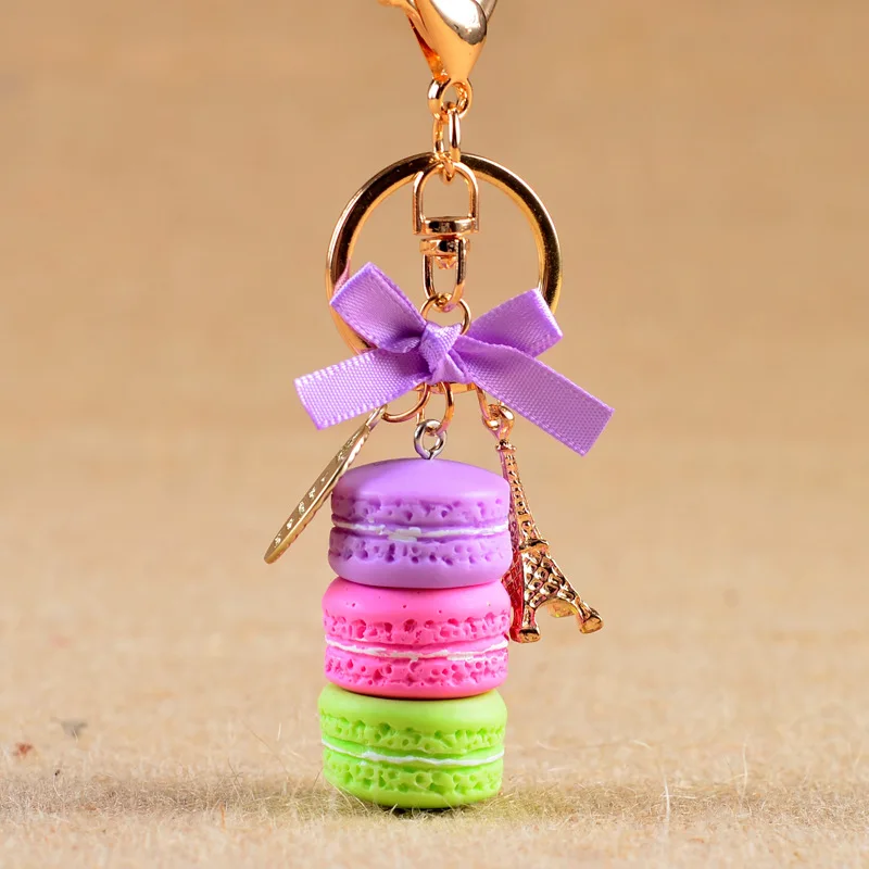2018 Resin Macaron Keychains Key Chains Lovely Macaroon Bag Charm Keychain Chaveiro llaveros Gold Metal Keyring Car Holder | Украшения и