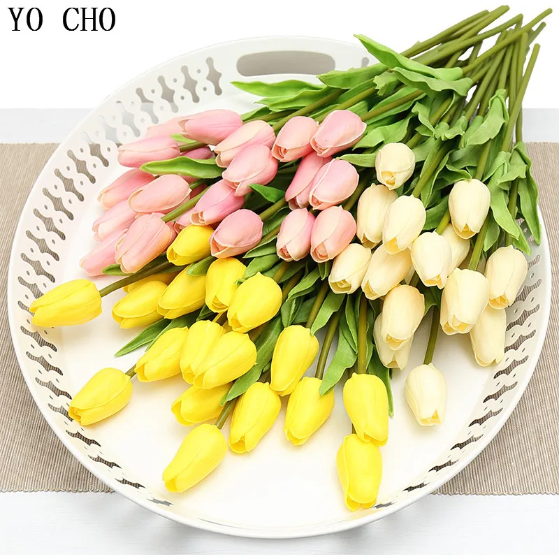 Искусственные тюльпаны YO CHO 21 шт./лот искусственные цветы реальные на ощупь