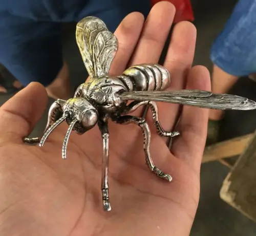 Китайская Бронзовая скульптура ручной работы Милая статуя пчелы насекомых