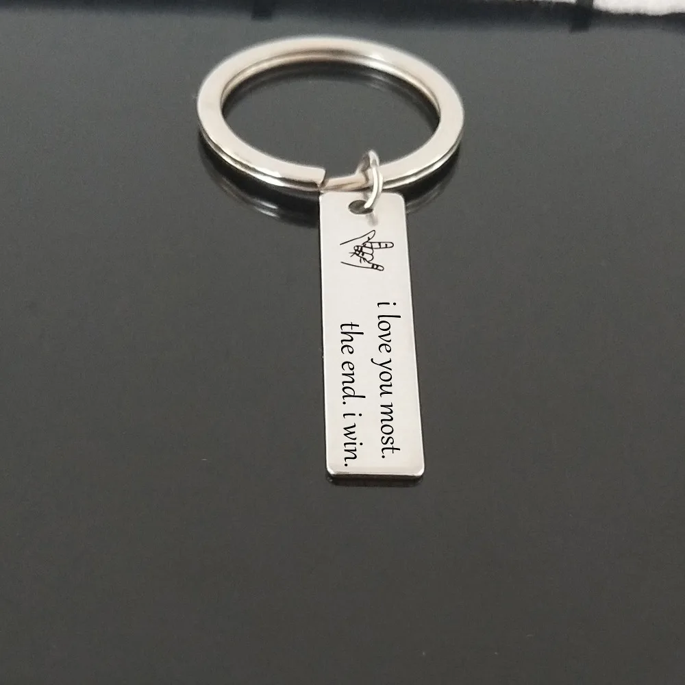 Lovers Keyring I Love You The End Win Custom engraved Keyfob Boyfriend/Girlfriend брелок подарит Вашему
