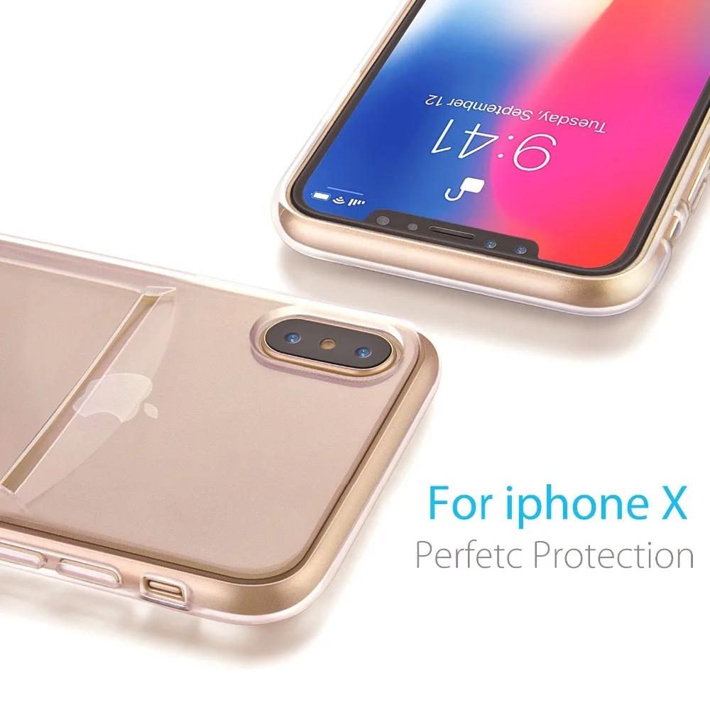 Слот Кредитные карты бумажник прозрачный ТПУ Телефонные Чехлы для iPhone 7 8 x 6 S Plus