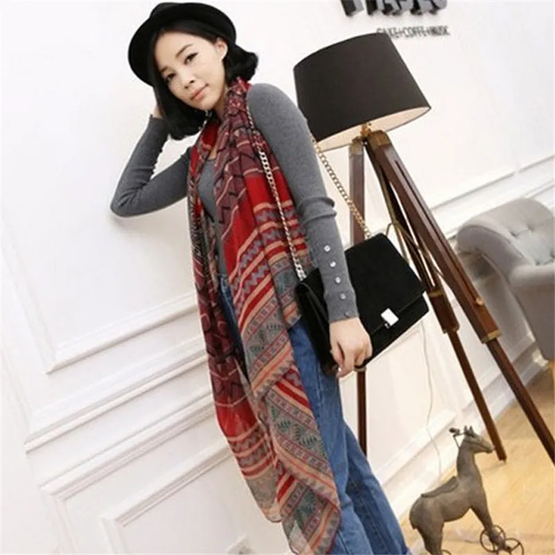 #4522 прочный новый национальный ветер печати шарф шали длинный абзац хлопковые