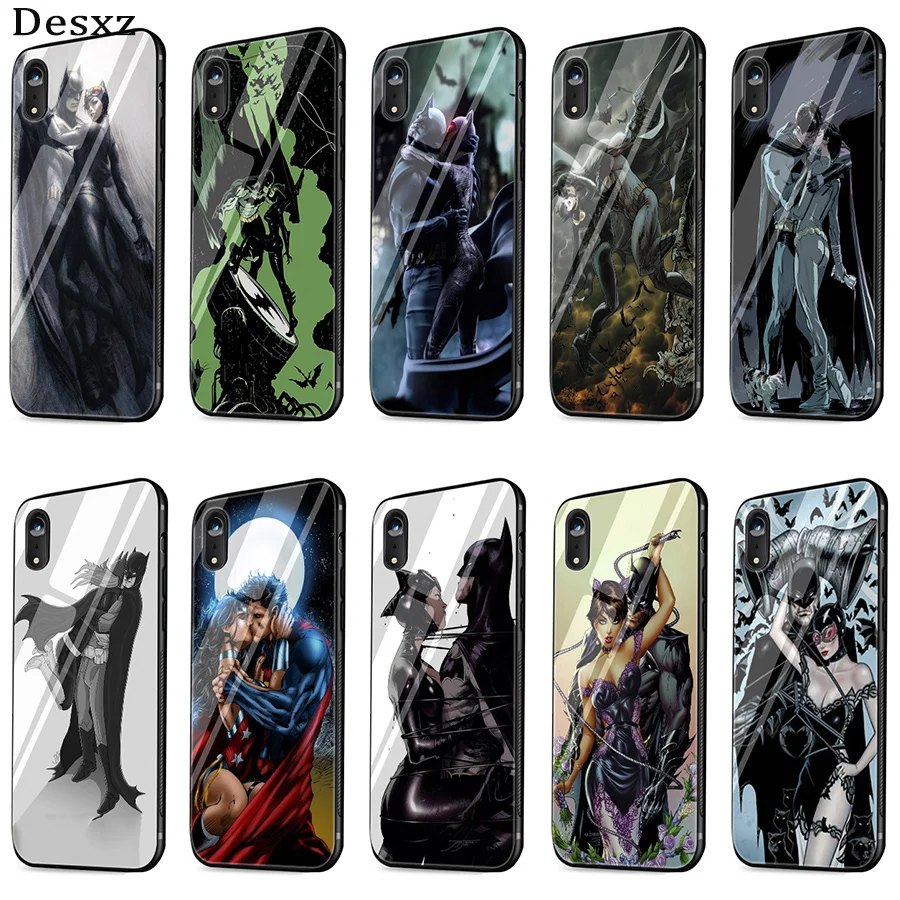Бэтмен кошка женщина целование Ca11 Pro Max для iPhone 5 5S 11 6 6s 7 8 Plus XR X XS стеклянная крышка