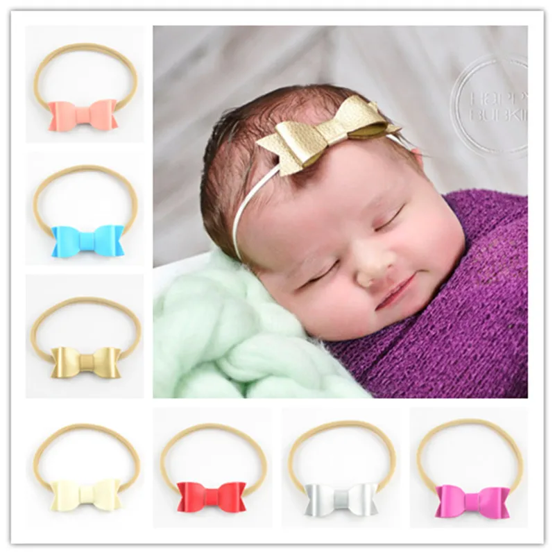 Бант из искусственной кожи золотистый 30 шт./лот 8 см с обнаженными нейлоновыми