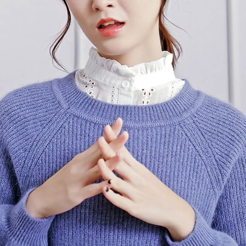 Модный женский кружевной воротник чистый цвет съемный ожерелье рубашка ложный