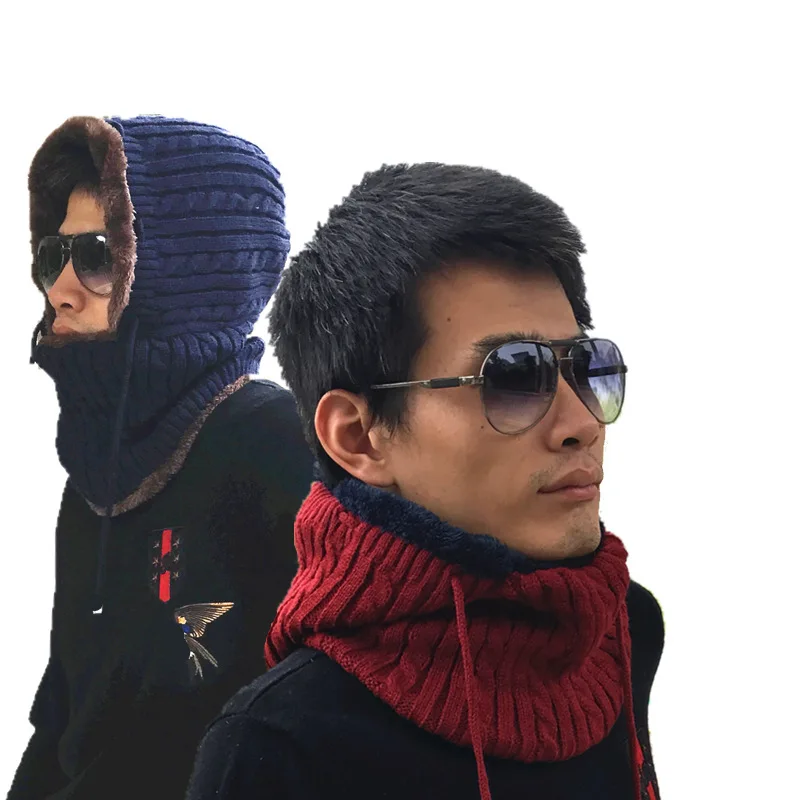 

Men knit wool Skullies Beanies autumn winter velvet bonnet Korean adult fashion khaki black blue gray brown wine red Hat cap