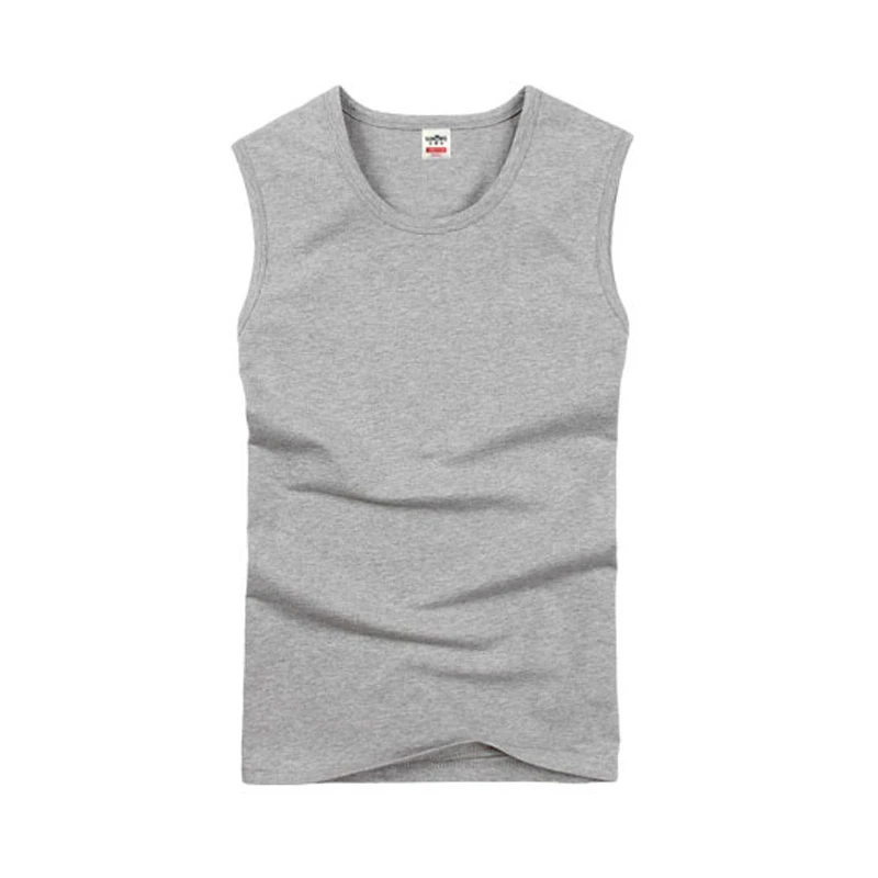 Gray Мужская майка Slim Fit Collocation рубашка хлопок широкое плечо Нижнее Белье Без Рукавов Мужчины Круглый вырез дышащий жилет - Цвет: Gray