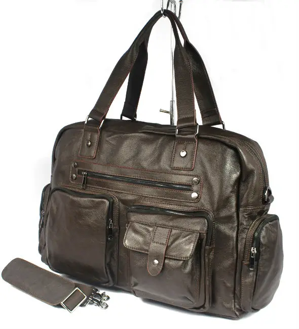 Large Luggage Bag Genuine Leather Travel Men duffle large Shoulder Weekend Tote Big Brown | Багаж и сумки