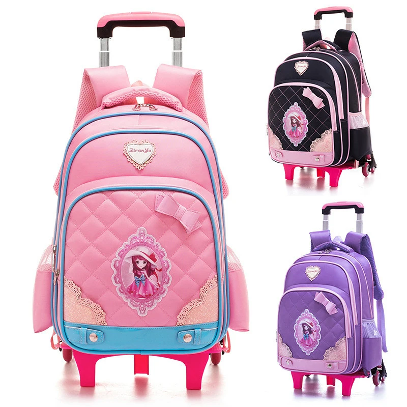 

Kids boys girls Trolley Schoolbag Luggage Book Bags Backpack Removable Children School Bags 6 Wheels Can climb Stairs Mochila