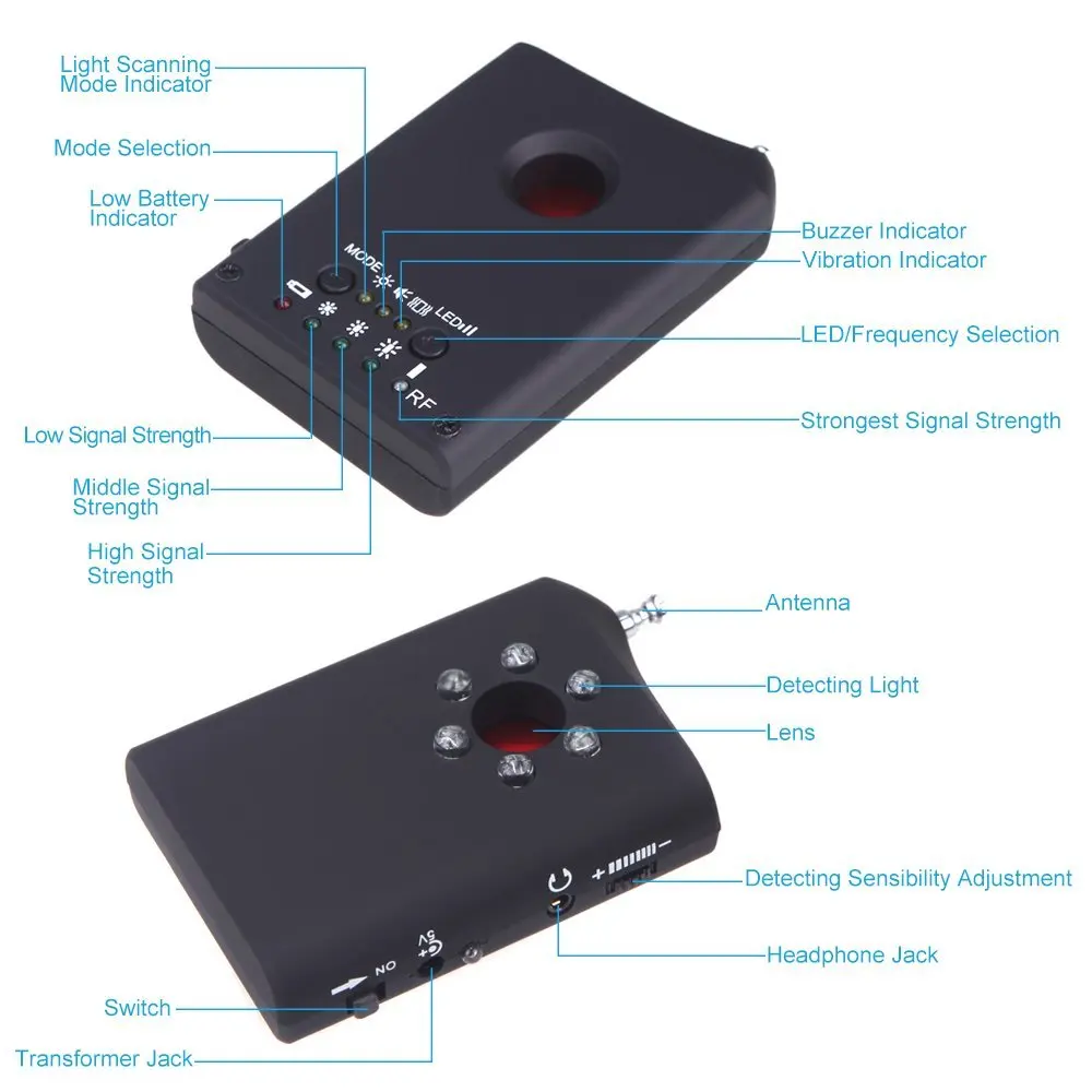 HBUDS анти шпион детектор LDRF DT1 камера Скрытая GSM аудио ошибка Finder GPS объектив
