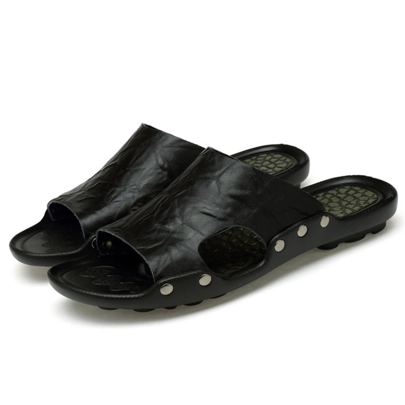 Men Slippers Beach Breathable Flip Flops Summer Flat Heels Antiskid Slides Sandals Retro Rubber Casual Shoes AA11657 | Обувь