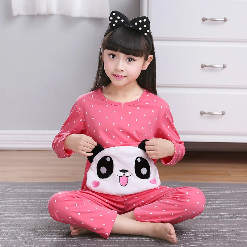 2019 Sping Children Pajamas Suit Cartoon Long Sleeve Boys Sleepwear Sets Girls Full Pants Kids Baby Tracksuit Lounge | Детская одежда и