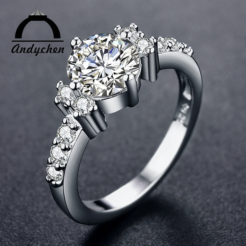 Andychen Благородный Белое золото Цвет Обручение кольца для Для женщин свадебные