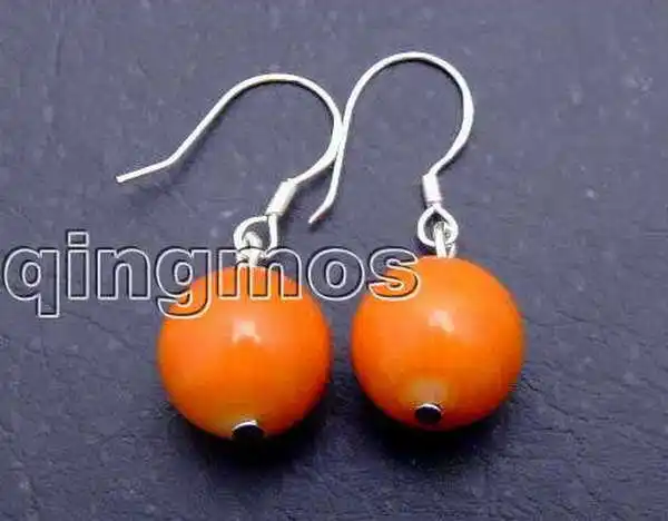 Круглые серьги из натурального апельсина 11 12 мм кораллового цвета с