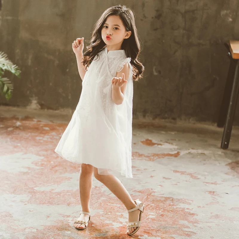 Платье принцессы с цветочной вышивкой для маленьких девочек на лето красивое