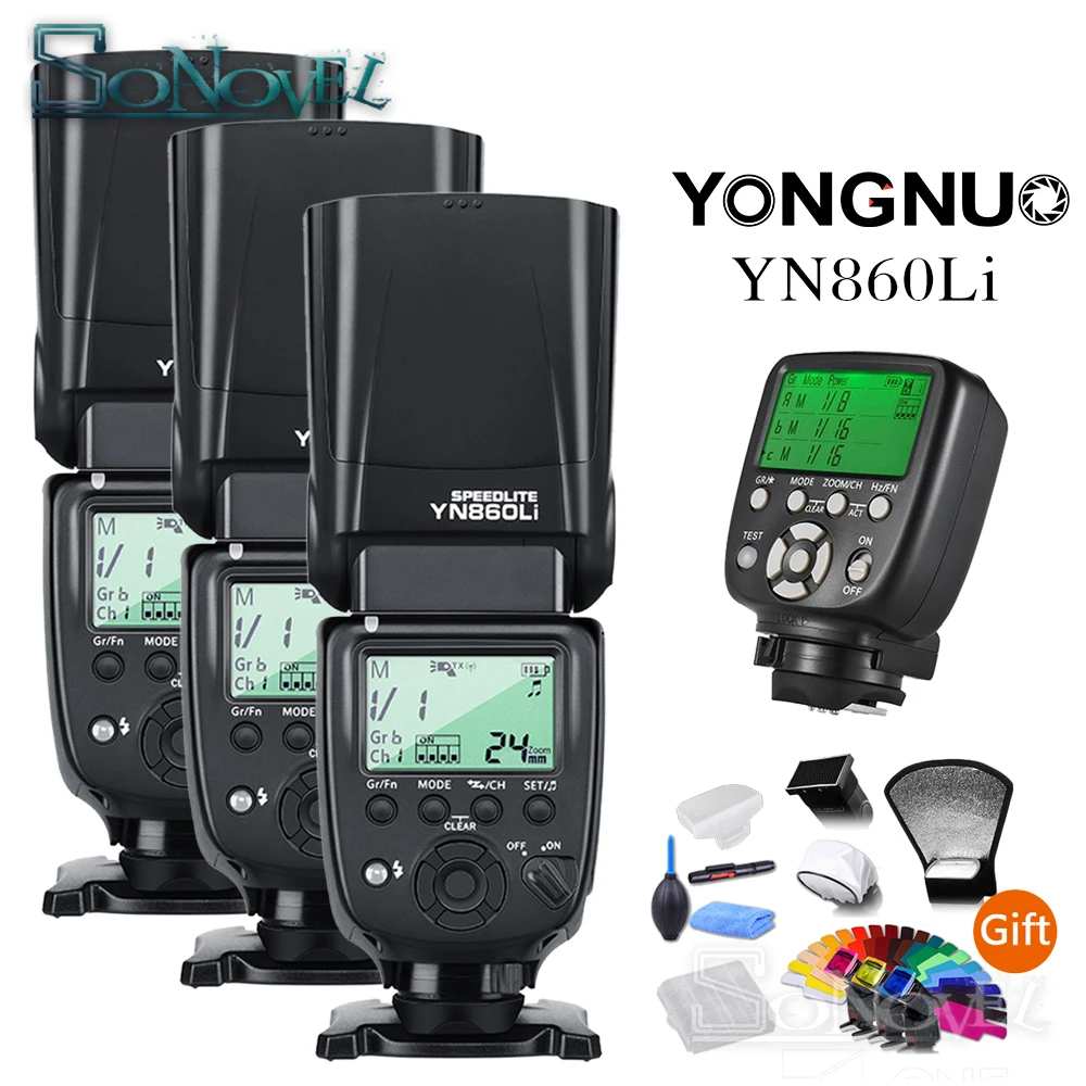 Беспроводная вспышка 3x YONGNUO YN860Li Speedlite с ручным триггером для вспышки и пультом