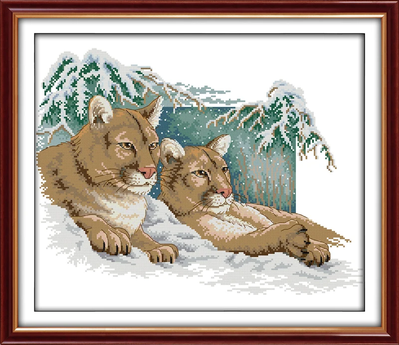 Набор для вышивки крестиком Pumas in the snow 14 карат белый 11 вышивка ручной работы игла