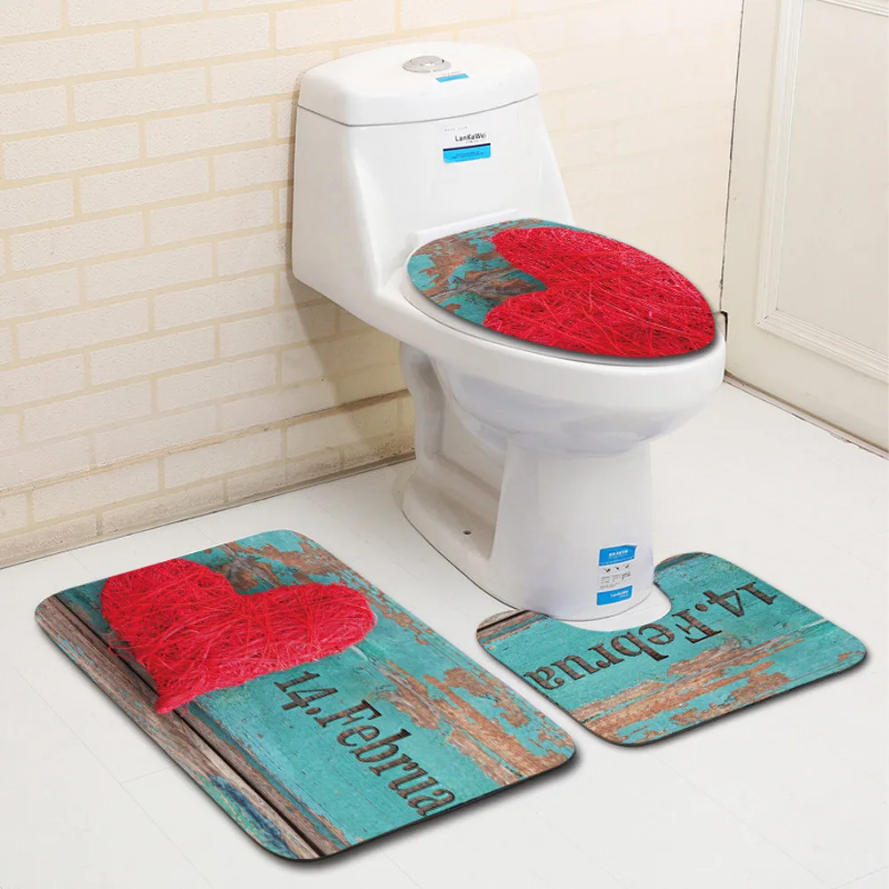 Горячая Распродажа коврики для ванной 3 шт. набор ковриков милые парные туалета