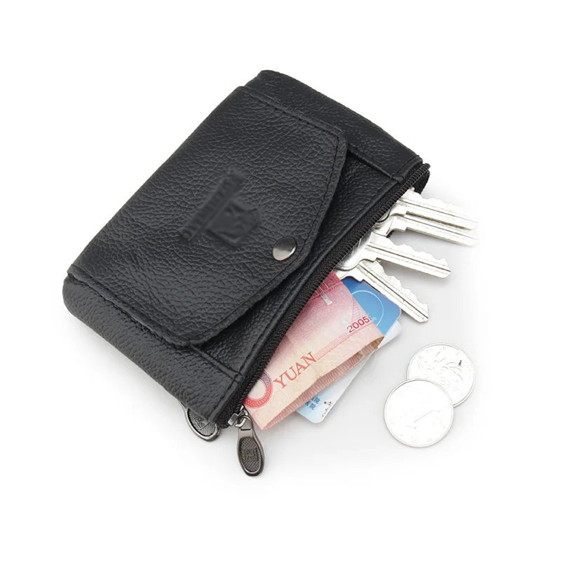 Zipper Pocket Coin Purse Genuine leather Casual Brand Business Card Holder Men Leather Purses Credit Holders | Багаж и сумки