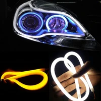 2pcsset flexible led tube soft strip white daytime running light drl headlamp universal car lights decoration