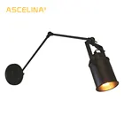 Американский Лофт настенный светильник ASCELINA длинный поворотный кронштейн Настенные светильники регулируемый металлический светодиодный настенный светильник Домашний Светильник для спальниресторана
