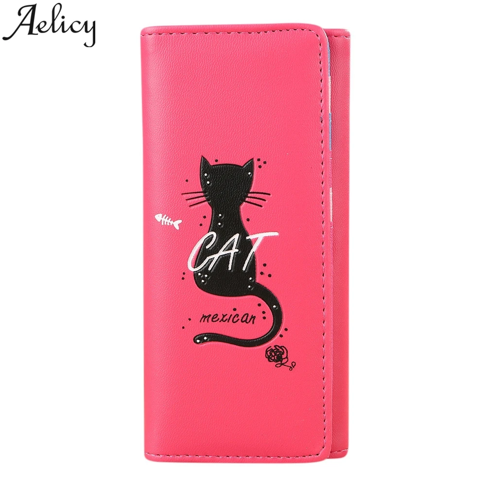 Модный Простой Длинный кошелек Aelicy 2019 кожаные женские кошельки с сумкой для