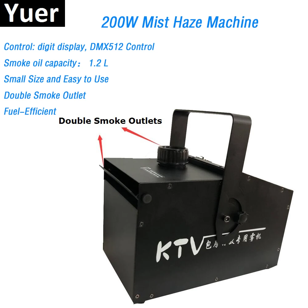 Best Máquina de humo con doble salida, dispositivo de niebla de 200W, 1.2L, DMX512, para DJ, fiestas, espectáculos, escenario, luz Led