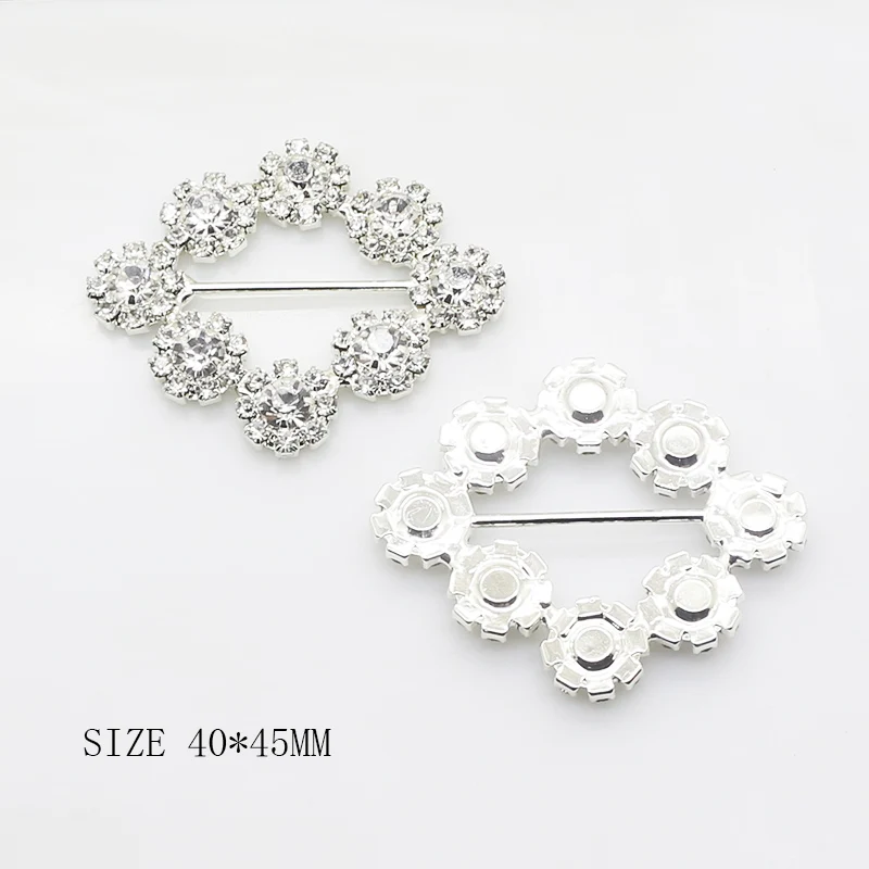 ZMASEY 5Pcs/Lot 40*45mm Silver Metal Buckle Slider for Wedding Invitation Decoration Holiday Party Handwork Buckles Accessories | Дом и сад