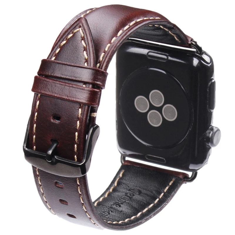 Черные темно-коричневые Ремешки для наручных часов Iwatch Apple Watch ремешок из