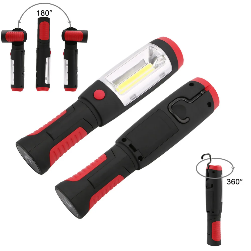 

COB LED Super Bright Flashlight Work Light Torch Stands Light Magnetic Tent Lamp + Hook for Outdoor Travel Night Riding
