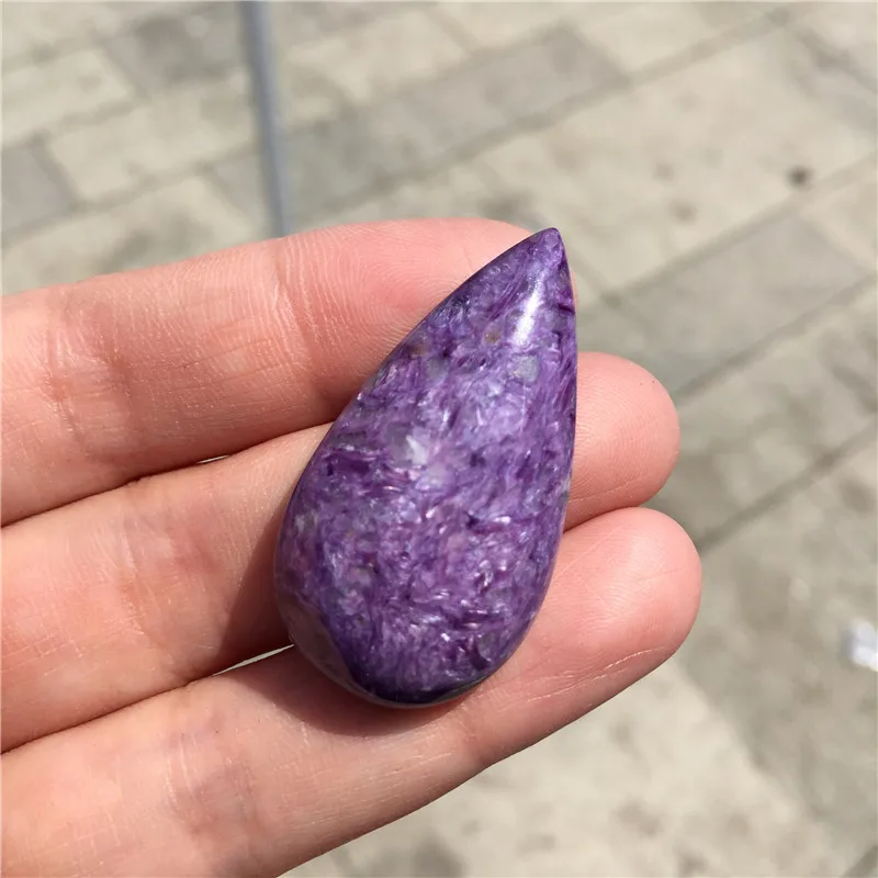 Красивый натуральный камень Charoite подвеска в форме капли гладкое ожерелье с
