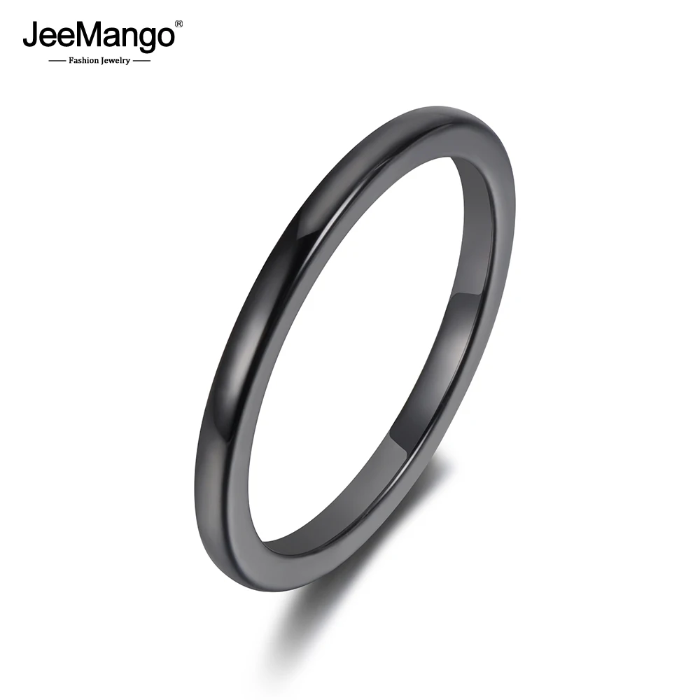 Модные блестящие керамические кольца JeeMango 2 мм черного и белого цвета