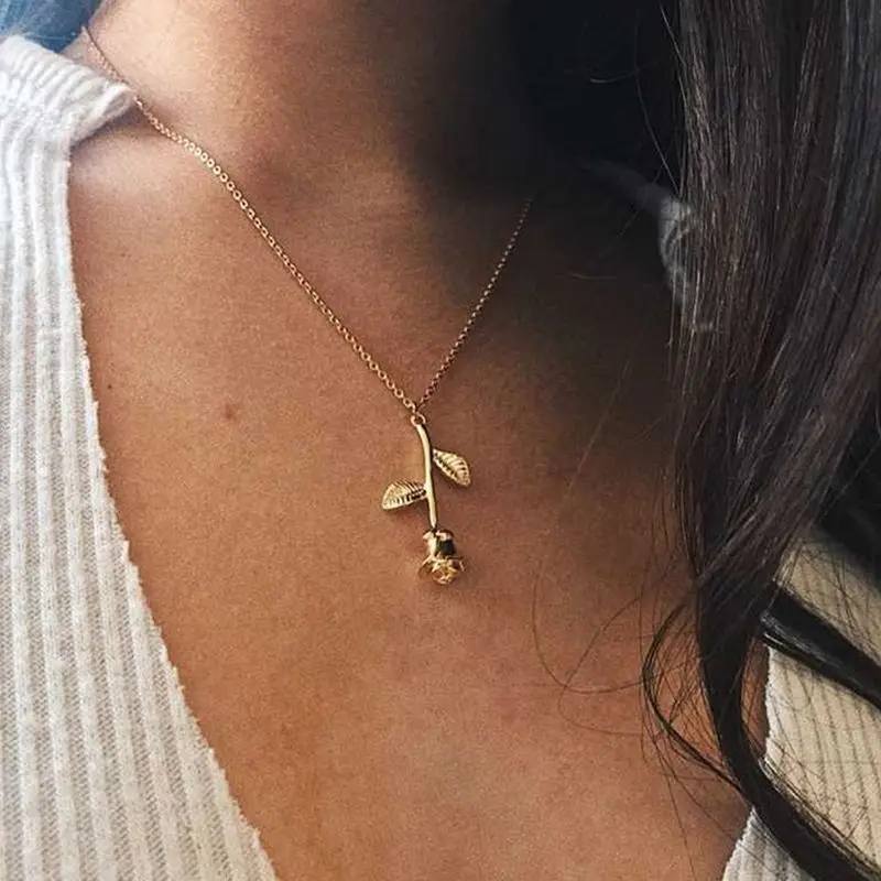 Ожерелье с подвеской в виде Розы BUENOS Fashion Collier Очаровательное ожерелье цепочкой