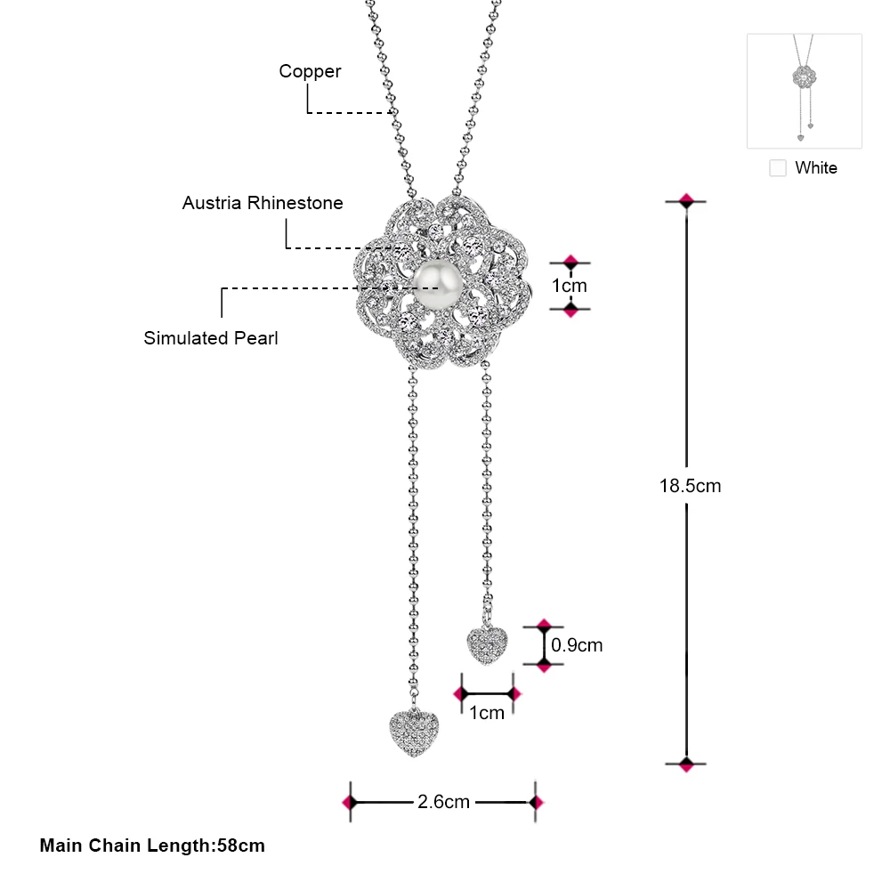 Neoglory австрийская Стразы с имитацией жемчуга модная Длинная цепочка для свитера