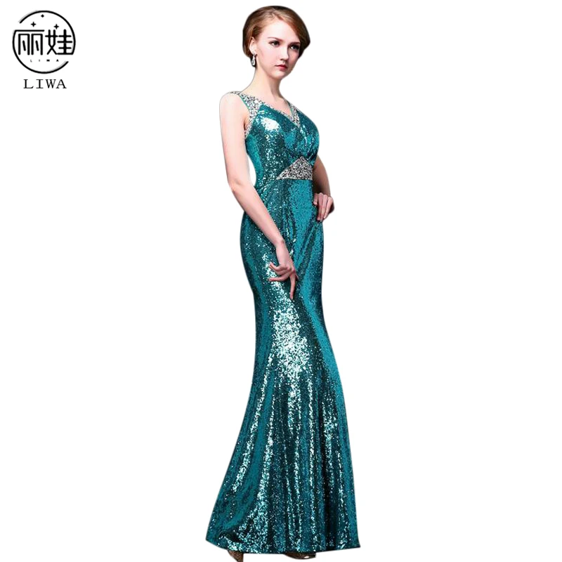 Женское кружевное вечернее платье с блестками облегающее V образным вырезом