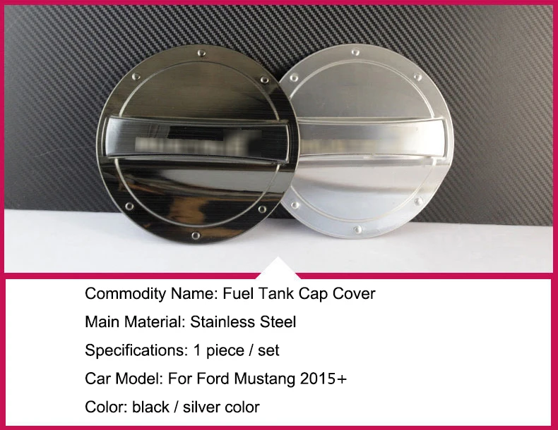QHCP Fuel Tank Covers Gas Lid Filler Cap Exterior Parts Tank Cap Cover Stainless Steel For Ford Mustang