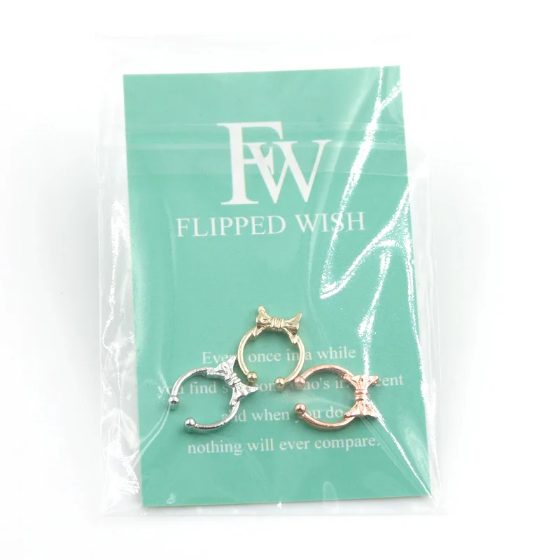 Высокое Качество 3 Цвета Довольно Лук Поддельные Кольца в Носу и Шпильки