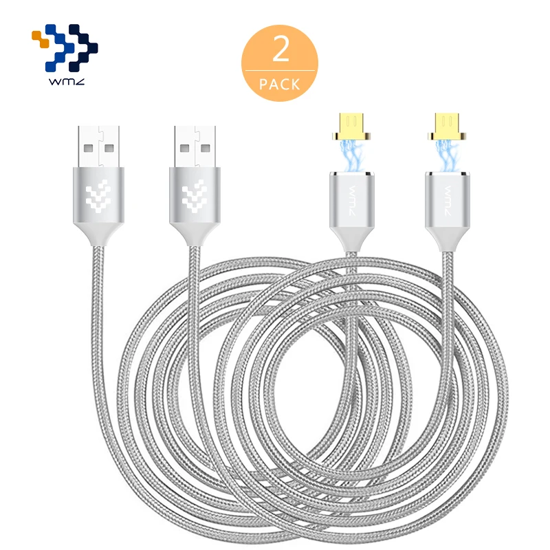WMZ 2 Pack Magnetic Reversible Micro USB Cable Braided Fast Data Charging Sync for Samsung S7 LG V10 Sony Huawei P8 Xiaomi | Электроника