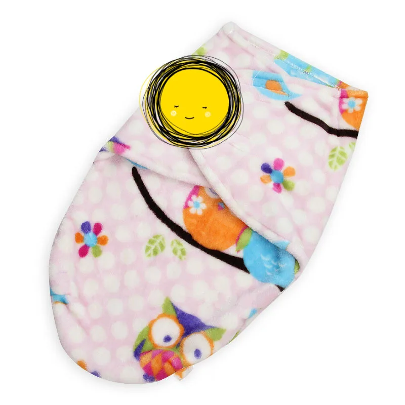

0-3 Months Wool Flannel Blanket Sleeping Bag Warm Comfortable Baby Blanket Infant Printing Swaddling Color Random Delivery