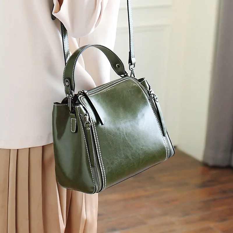 Famous Brand Design Female Bag Double Zipper Women Fashion Handbags Genuine Leather Vintage Shoulder Bags Ladies Crossbody | Багаж и сумки